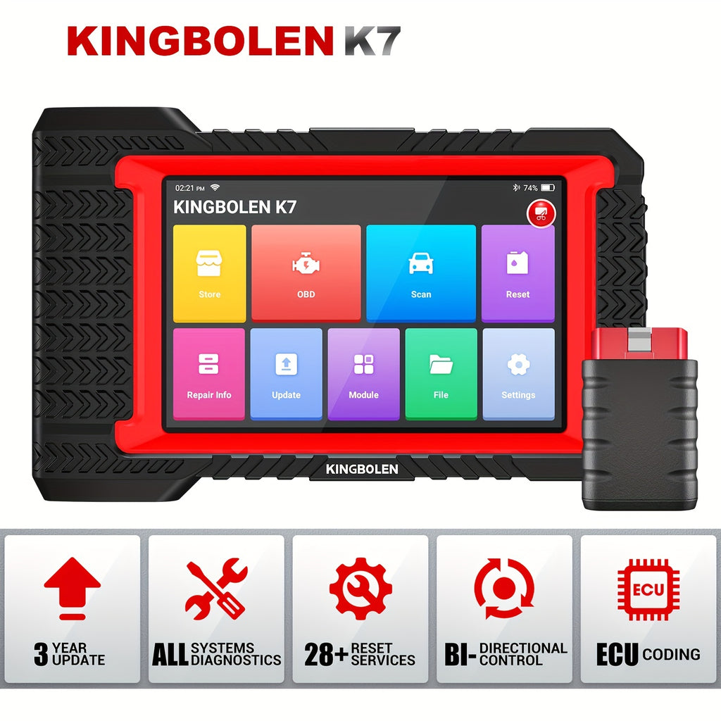 KINGBOLEN K7 OBD2 Scanner ECU Coding Active Test 28 Resets AF Reset ALL System Auto Diagnostic Tools 3 Years Update
