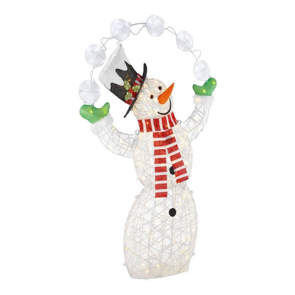 6 ft Warm White-Cool White LED Juggling Snowman Holiday Yard Decoration