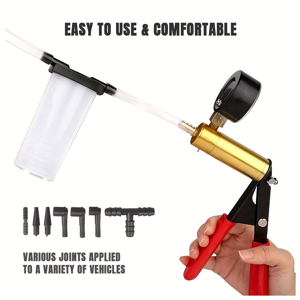 2 In 1 Brake Bleeder Kit, Hand Held Vacuum Pump Test Set, For Automotive With Protected Case,Adapters, One-Man Brake And Clutch Bleeding System