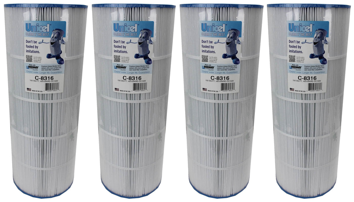 4 unicel c-8316 replacement cartridge filters 150 sq ft hayward xstream cc1500re