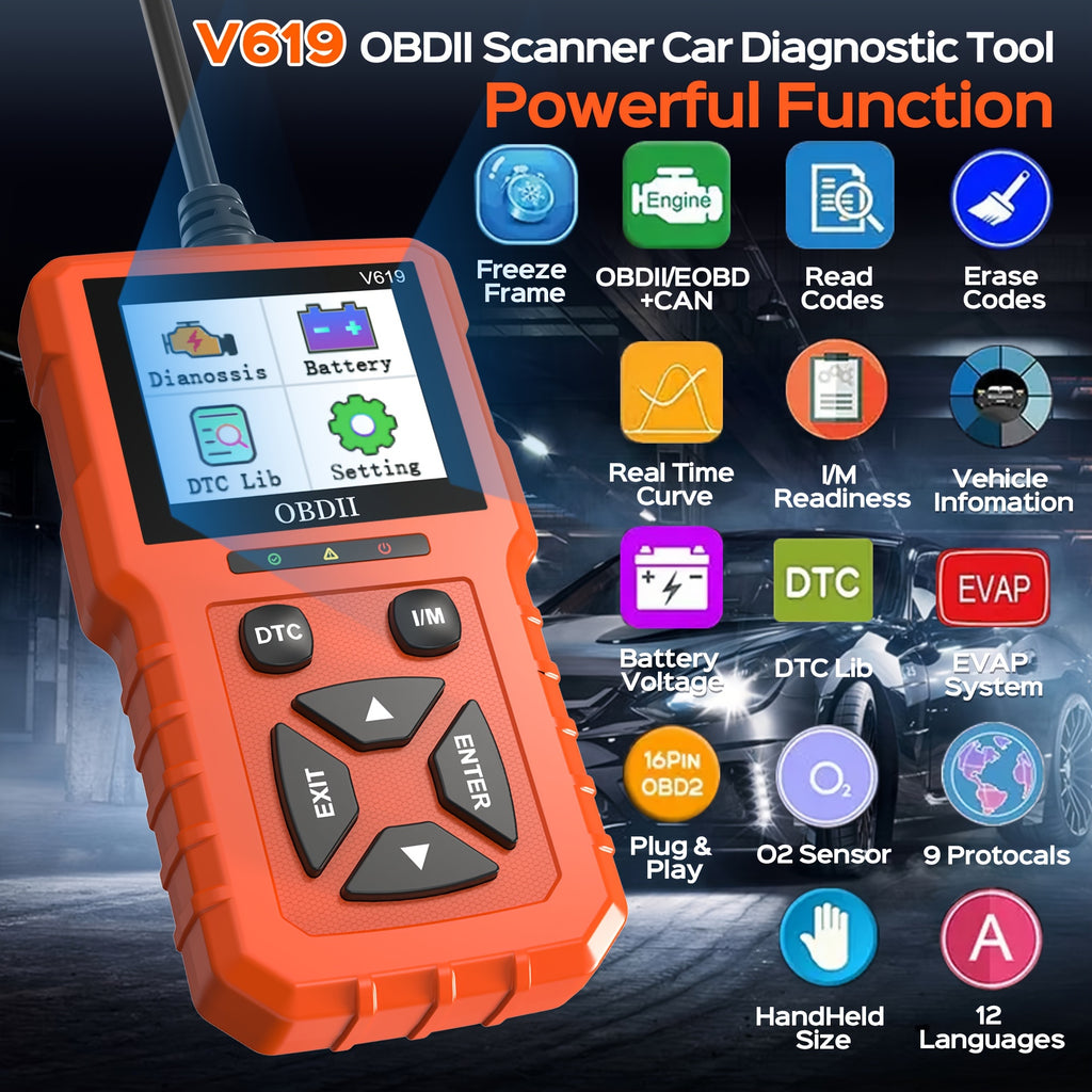 OBD2 Scanner Diagnostic Tool, Enhanced Check Engine Code Reader with Reset OBDII/EOBD Car Diagnostic Scan CAN Tools for All Vehicles After 1996