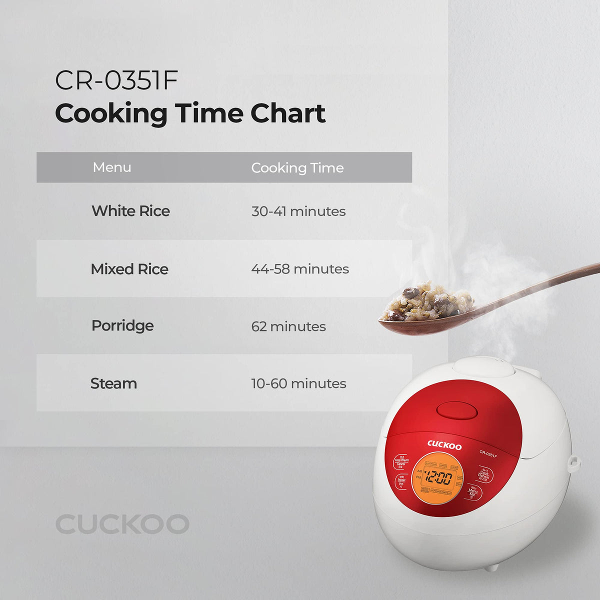 Micom Rice Cooker 3 Cup Uncooked / 6 Cup Cooked, Korean Fuzzy Logic Rice Cooker Small with Delay Timer & Keep Warm Setting, Versatile Food Steamer with Non-Stick Inner Pot, Red (CR-0351F)