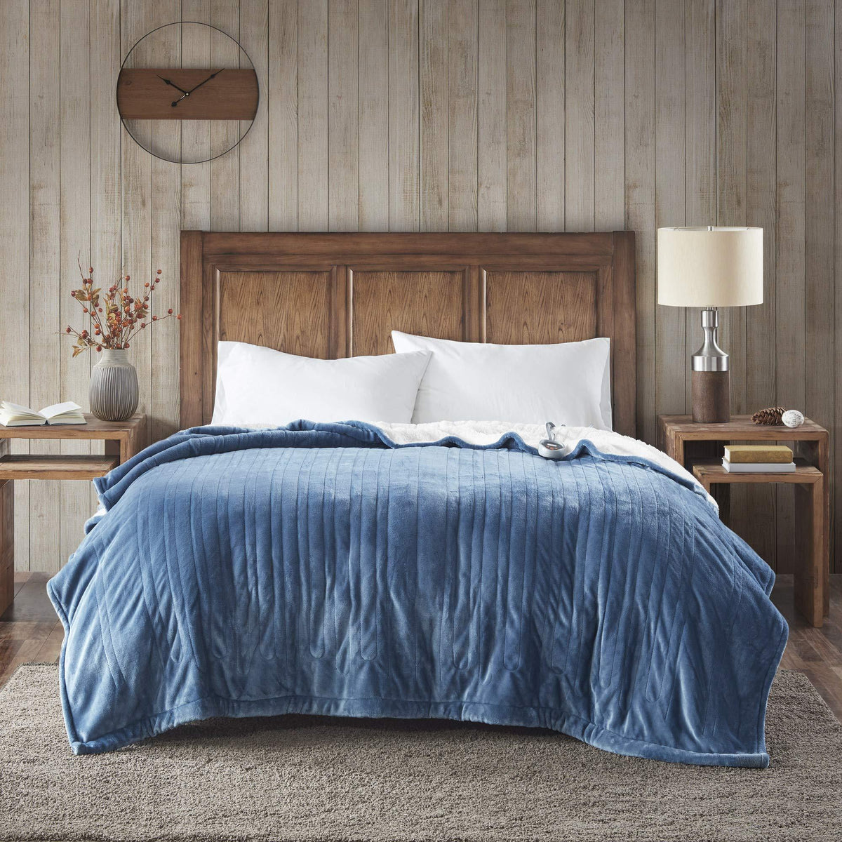 Gracie MIlls Electric Blanket w/Heat Setting Controllers Queen: 84x90" Sapphire -WR54-1745