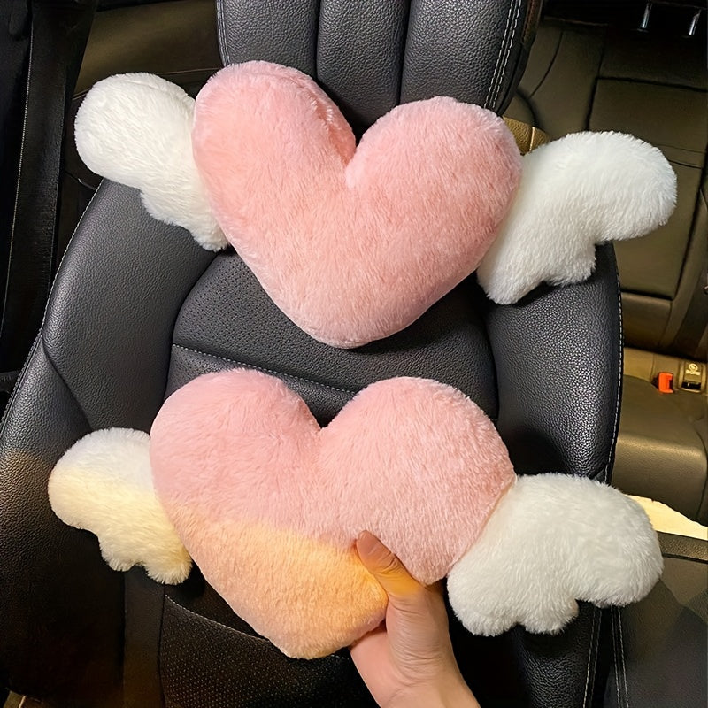 1pc Cute Cartoon Car Headrest Pillow, Neck Support Pillow, Cartoon Duck Love Heart Back Waist Pillow Seat Back Cushion Car Interior Decoration