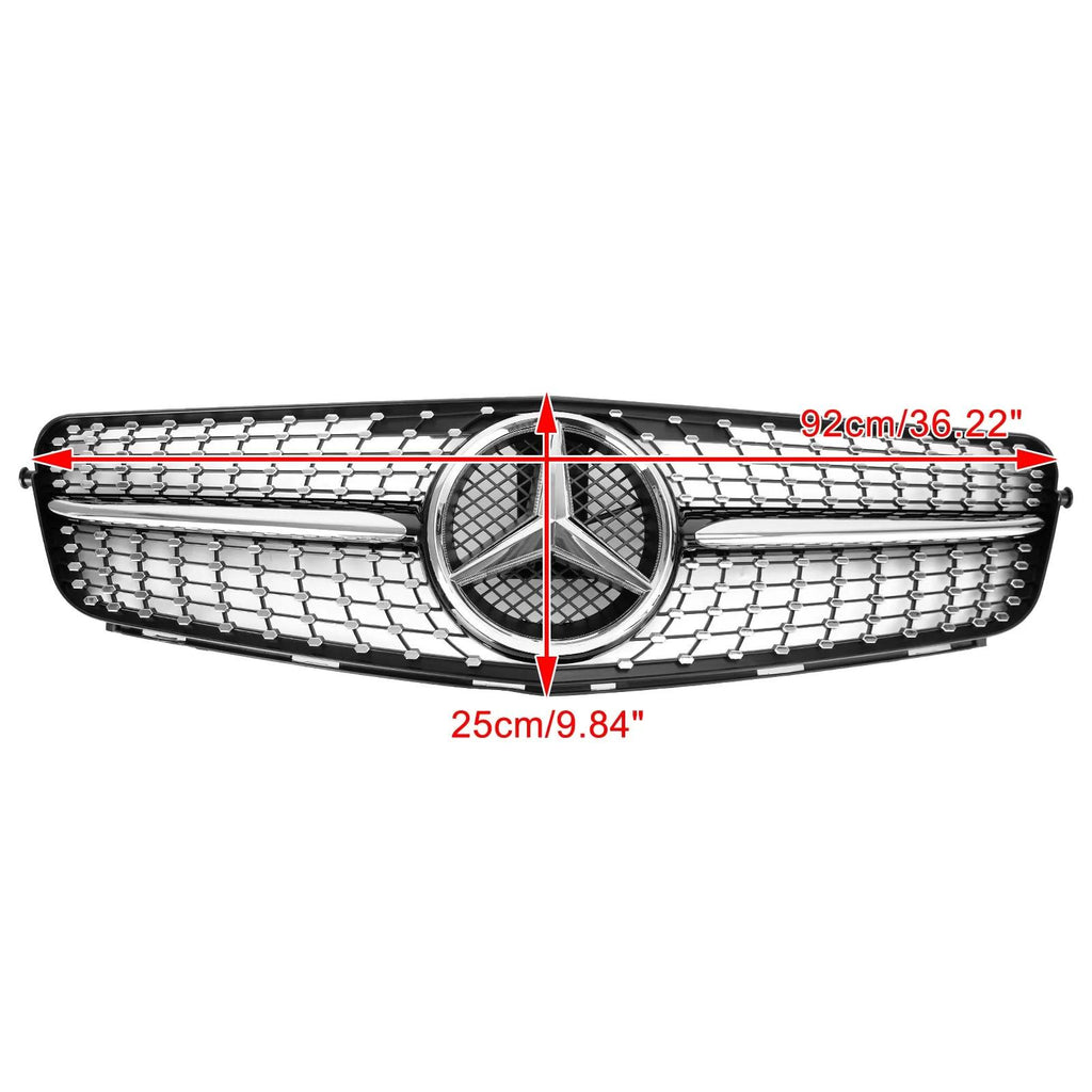 Benz W204 C-Class  C300 C350 2008-2014 Diamond Front Bumper Grill W/ LED Logo Generic