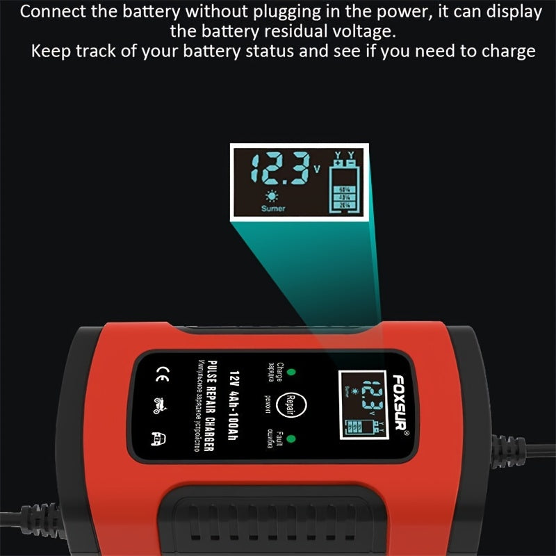 6 Amp 12V Battery Charger Maintainer: Keep Your Car, Boat, Motorcycle, Lawn Mower & More Batteries Fully Charged!