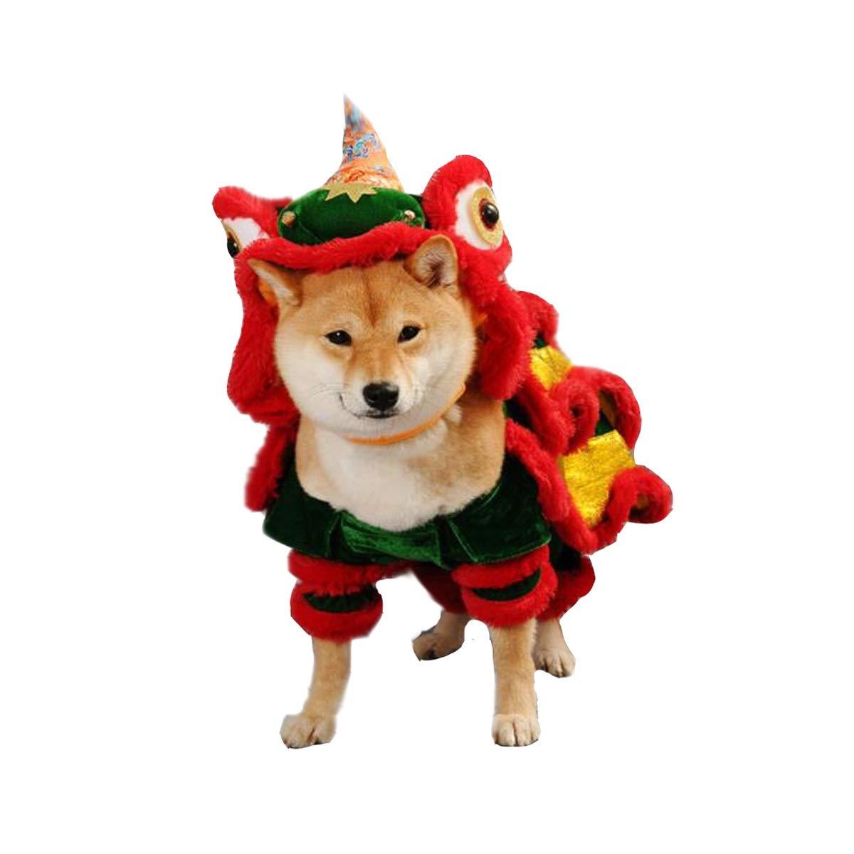 XIAOXIAN Dog Lion Dance Clothes Pet Dragon Dance Funny Little LarDog Teddy Year Cat Dog (Size : S)