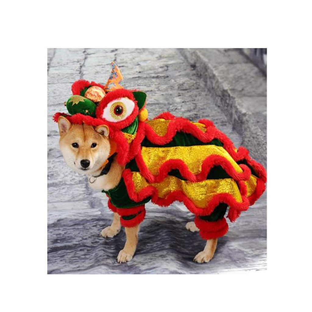 XIAOXIAN Dog Lion Dance Clothes Pet Dragon Dance Funny Little LarDog Teddy Year Cat Dog (Size : S)
