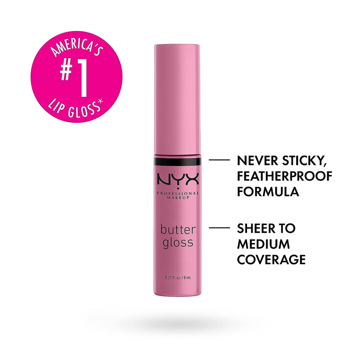 NYX PROFESSIONAL MAKEUP Butter Gloss, Non-Sticky Lip Gloss - Eclair (Pink)
