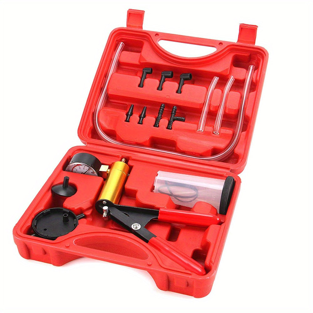 2 In 1 Brake Bleeder Kit, Hand Held Vacuum Pump Test Set, For Automotive With Protected Case,Adapters, One-Man Brake And Clutch Bleeding System