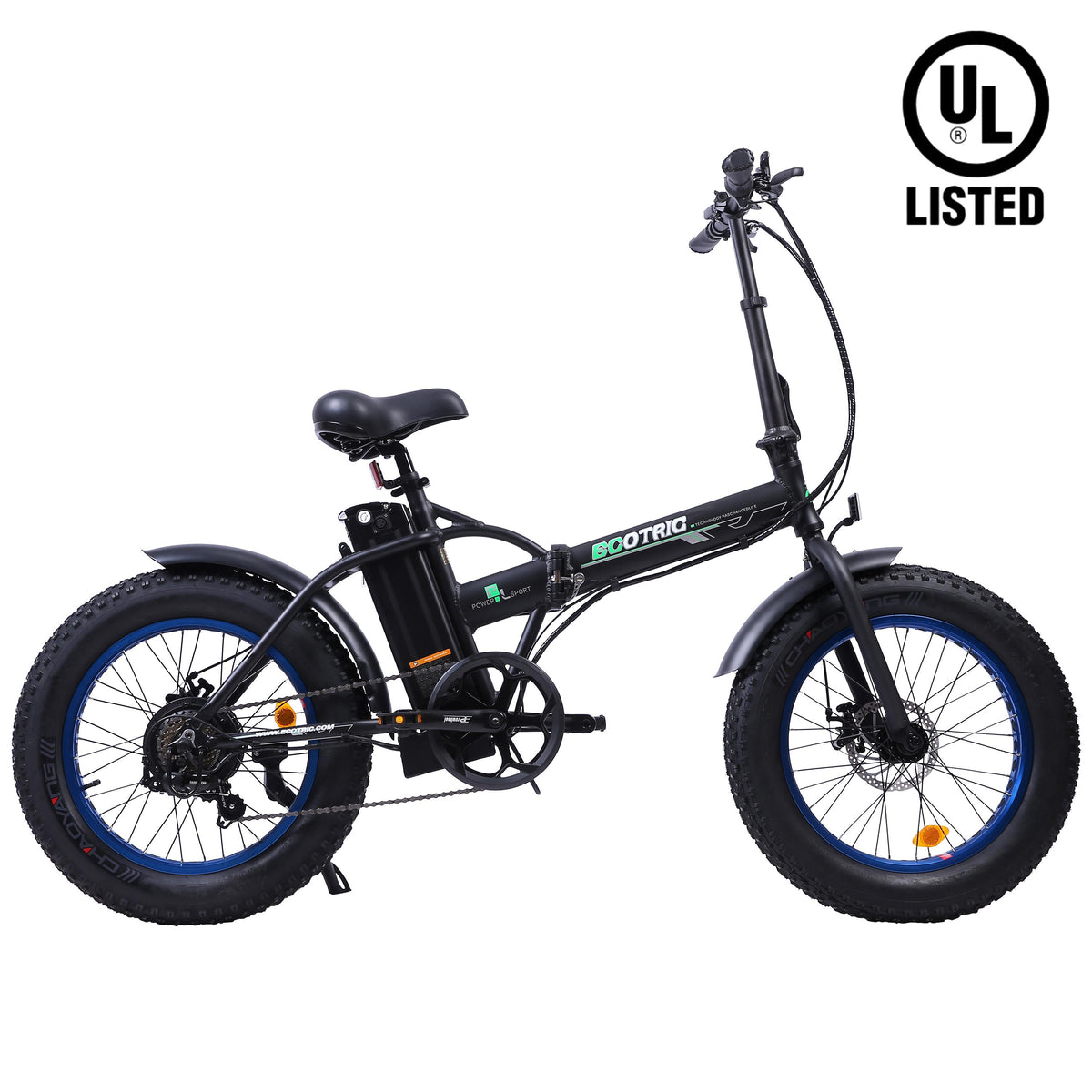 20 In. Powerful Folding Electric Bicycle Fat Tire Alloy Frame 500W 36V/12.5AH Lithium Battery Ebike Rear Motor LED Display (Black) - UL Certified