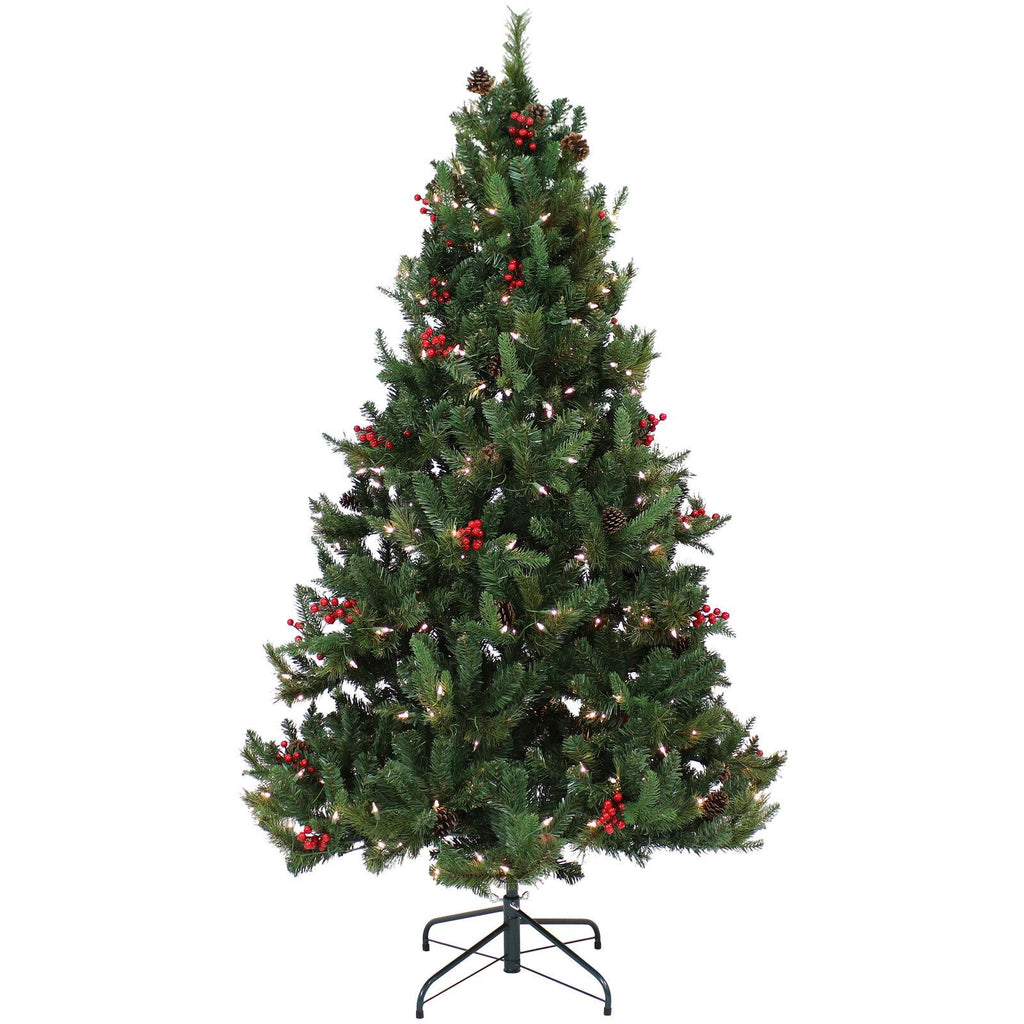 Sunnydaze 6' Merry Berries Pre-Lit Artificial Christmas Tree