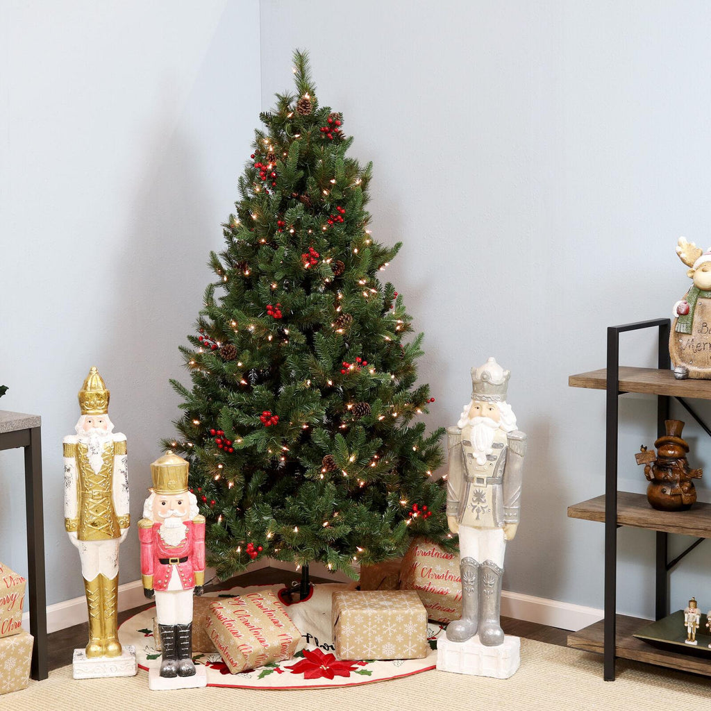 Sunnydaze 6' Merry Berries Pre-Lit Artificial Christmas Tree