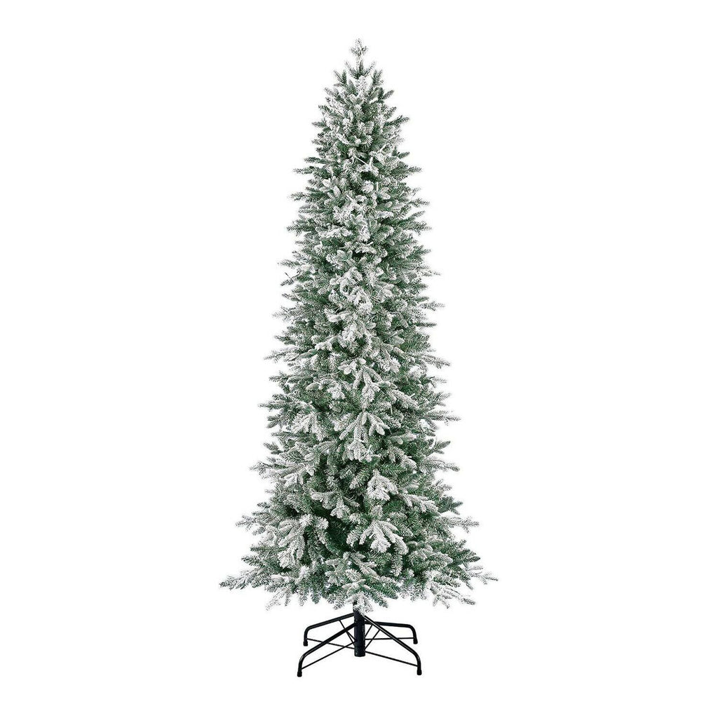 Evergreen Classics 7 Foot Pre-Lit Flocked Natural Pine Artificial Christmas Tree
