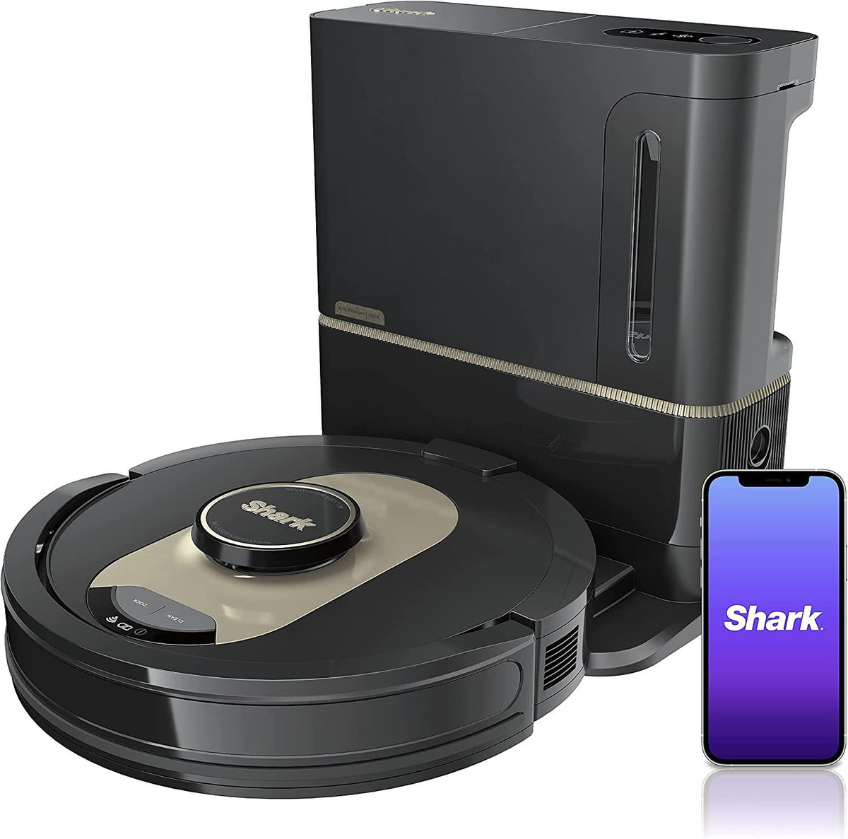 Shark AV2501AE AI Robot Vacuum with XL HEPA Self-Empty Base, Bagless, 60-Day Capacity, LIDAR Navigation, Perfect for Pet Hair, Compatible with Alexa, Wi-Fi Connected, Carpet &amp; Hard Floor, Black