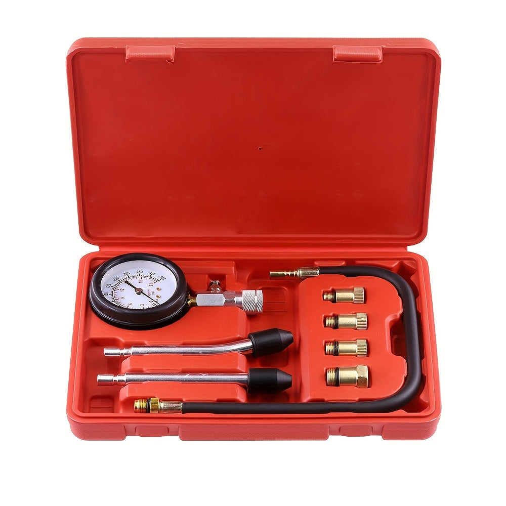 Boost Your Vehicle's Performance with This 9PCS Engine Cylinder Pressure Gau- 0-300PSI Compression Tester for Cars, Trucks, and Motorcycles!