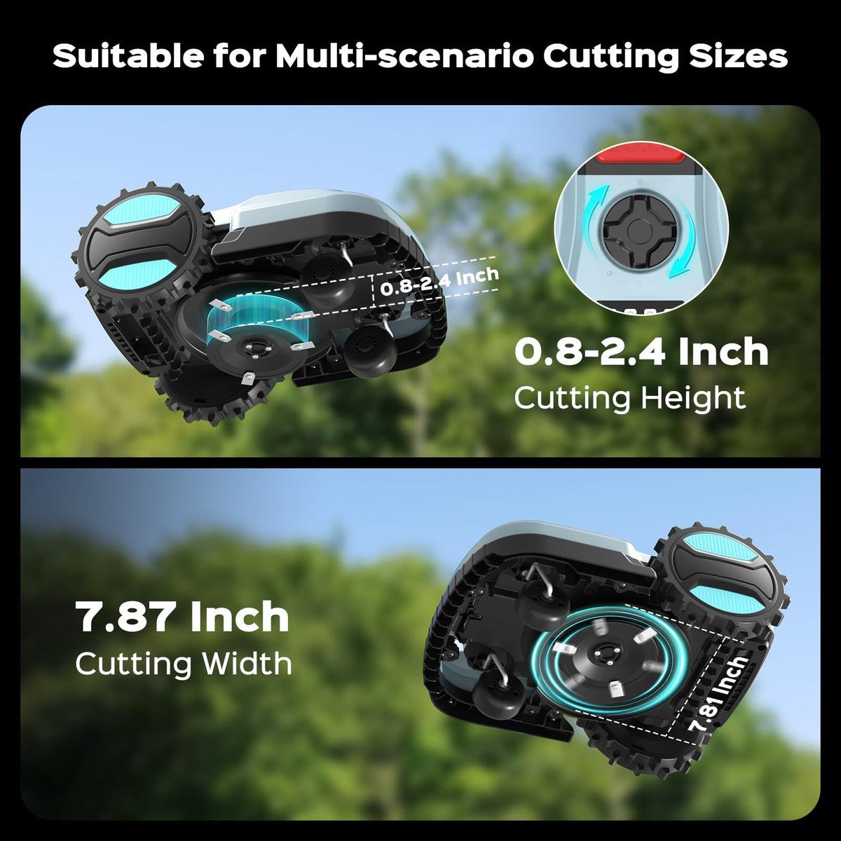 2026 Robot Lawn Mower with App Control – Features Adjustable Cutting Height, Auto-Charging, Obstacle Detection and Brushless Motor for Lawns Up to 1/8 Acre, Light Gray