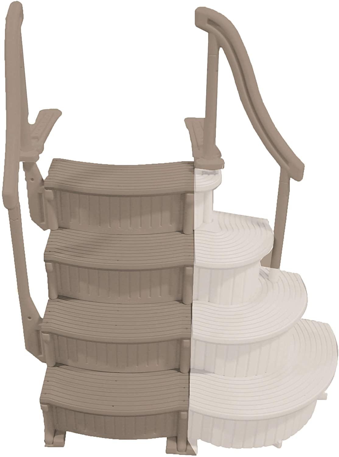 Confer CCX-AG 4 Step Above Ground Swimming Pool Ladder Stair Step Entry System with Handrails, Beige