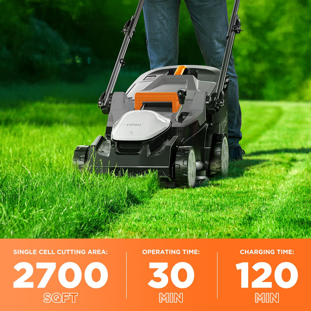 40V (2 x 20V) 16.6" Electric Lawn Mower Cordless, Walk Behind Lawn Mower with 6-Height Adjust, Portable &amp; Lightweight Push Battery Powered Lawn Mower (2 * 4.0AH Batteries Included)