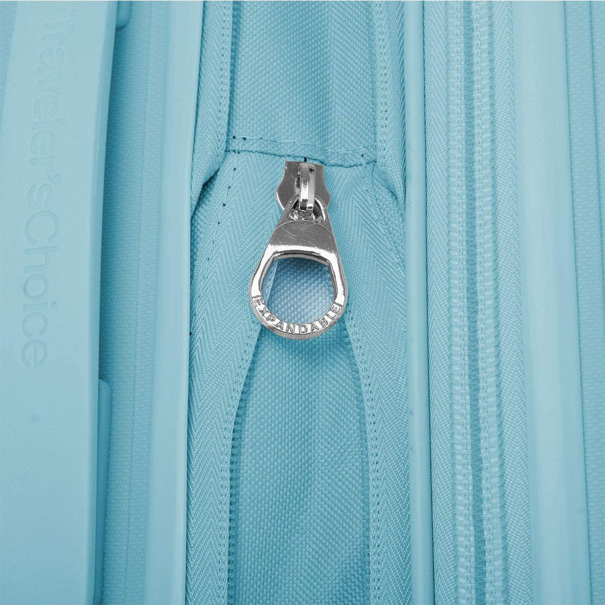 Pagosa Indestructible Hardshell Expandable Spinner Luggage, Baby Blue, Checked-Medium 26-Inch