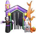 8.5 Foot Halloween Inflatable Haunted House Castle with Skeleton, Ghost &amp; Skulls