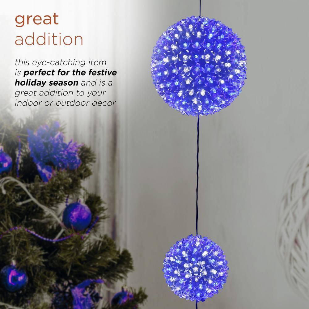 37 in. Tall 3-Tier Christmas Ornaments With Chasing Blue and White LED Lights