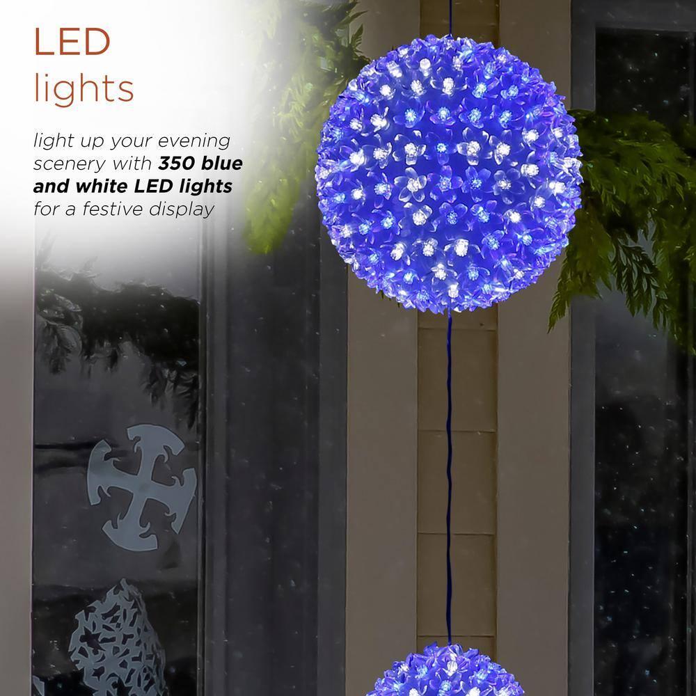 37 in. Tall 3-Tier Christmas Ornaments With Chasing Blue and White LED Lights