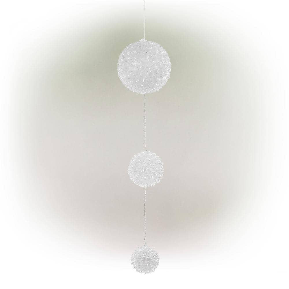 37 in. Tall 3-Tier Christmas Ornaments With Chasing Blue and White LED Lights