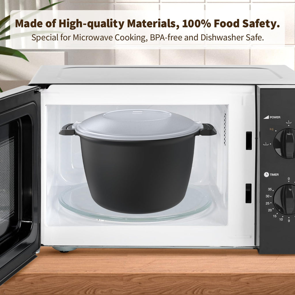 Professional LarMicro Cookware 3 Quart, Microwave Rice Cooker, Microwave Steamer for Vegetables, Safe as Mixing and Serving Bowls, Food StoraContainer, Cooker for Microwave- BPA Free, Dishwasher Safe