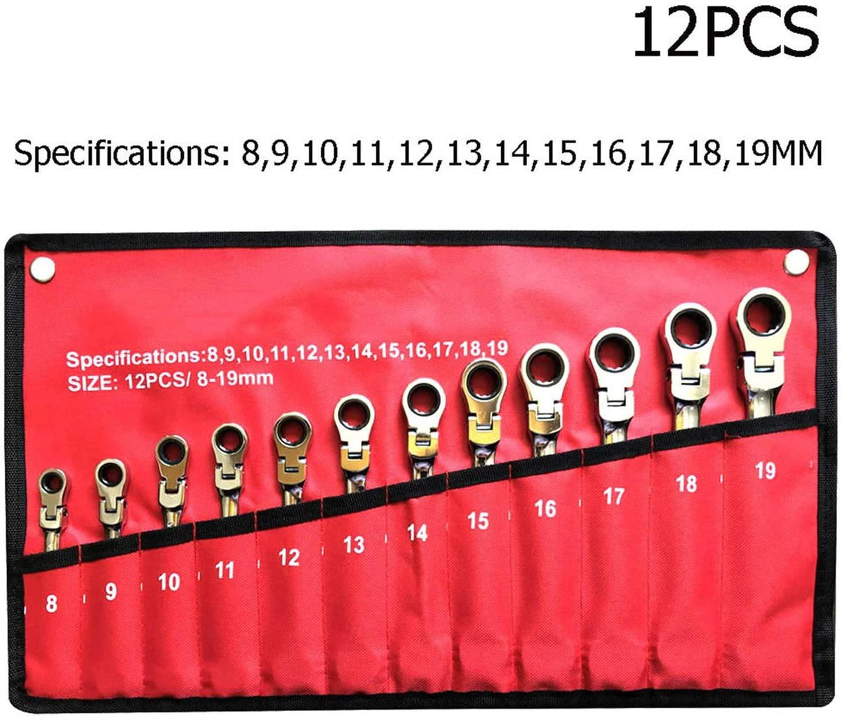 xianggujie F Adjustable Hand Tool Spanner Set Multi-Function Universal Wrench Kit (Color : 12PCS RED)
