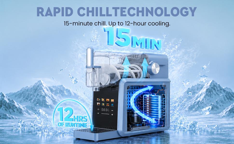 Slushie Machine, 88oz Slushie Maker with Adjustable Temperature, LED Display, Auto-Clean, 7-in-1 Frozen Drink Maker for Ice Cream, Frappés, Milkshakes, and Frozen Margaritas-blue
