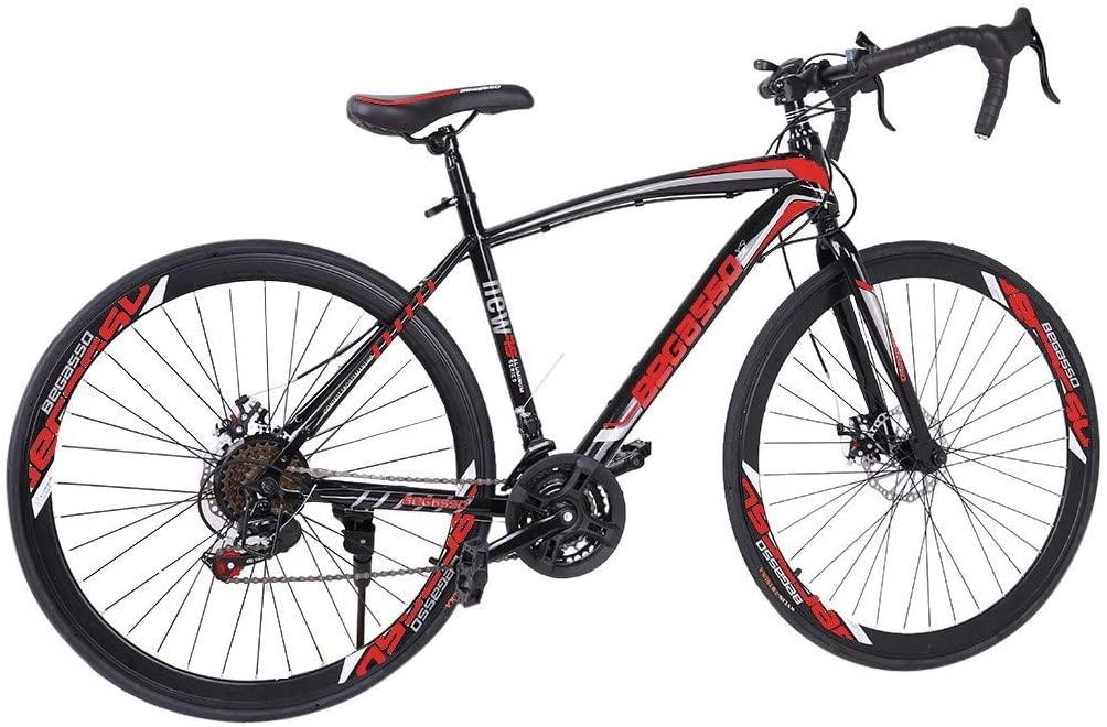 26" Road Bike 700C Wheels 21 Speed Disc Brake Mens or Womens Aluminum Full Suspension Bicycle Cycling -U.S.Shipping