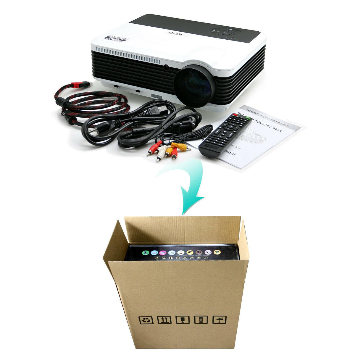 6000lm led home theater projector full hd proyector big screen movie tv hdmi usb