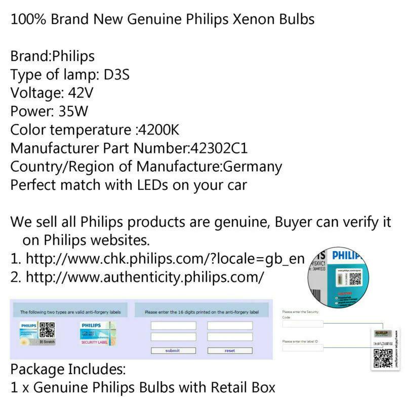For Headlight 4200K, XenStart XENON Bulb 42403C1 D3S HID PHILIPS Generic
