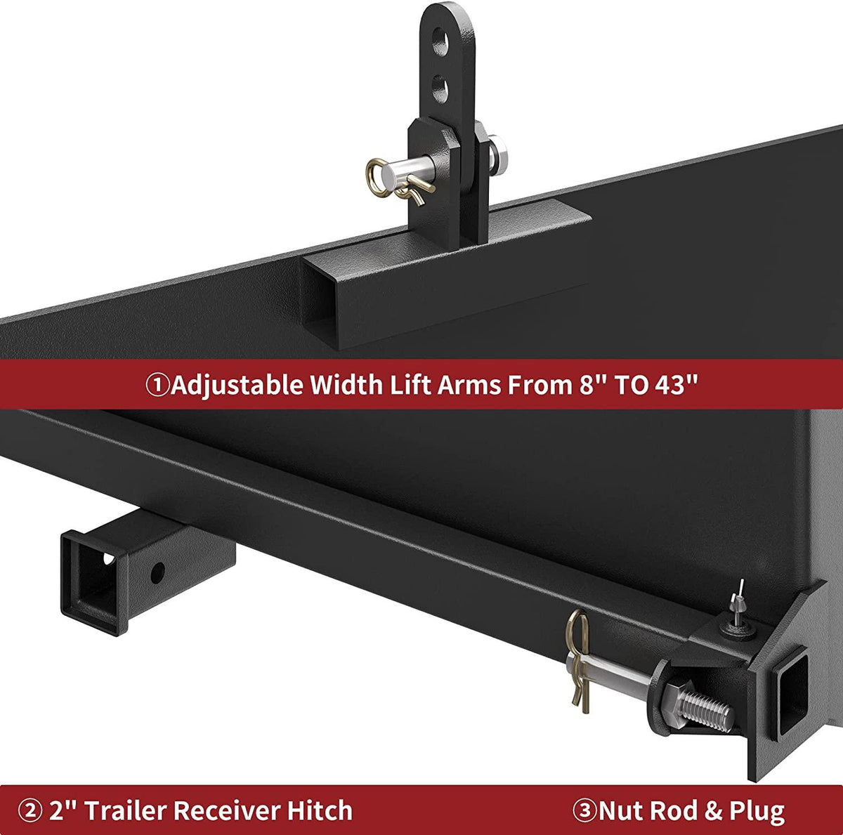 yitamotor 5/16" skid steer 3 point mount plate, universal quick-attach skid loader attachment skid steer adapter for loader backhoe tractor