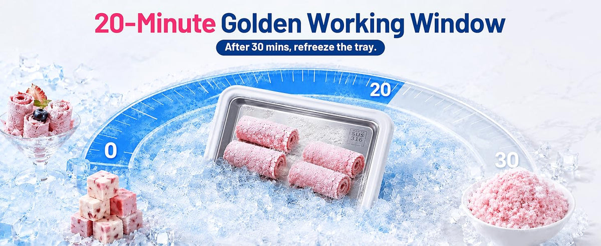 Rolled Ice Cream Maker,  Freeze Tray Ice Cream Maker,Homemade DIY Ice Cream Rolled Maker for Fun Family Activities, Rolled Ice Cream Tray for Yogurt, Sorbetand and Gelatod, White