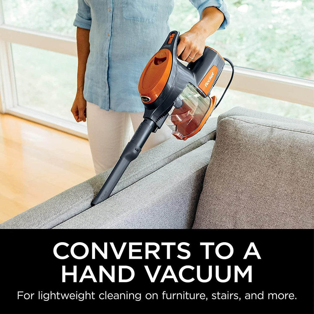 Shark HV302 Rocket Pet Corded Stick Vacuum, Lightweight with Swivel Steering for Carpets &amp; Hard Floors, Converts to Hand Vacuum, Includes Crevice Tool, Pet Multi-Tool &amp; Precision Duster, Orange