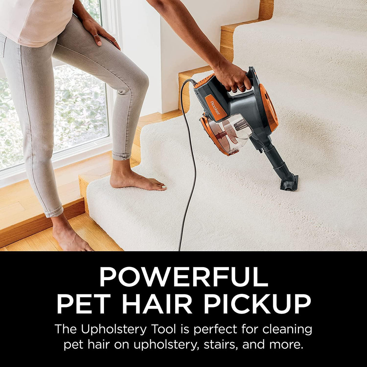Shark HV302 Rocket Pet Corded Stick Vacuum, Lightweight with Swivel Steering for Carpets &amp; Hard Floors, Converts to Hand Vacuum, Includes Crevice Tool, Pet Multi-Tool &amp; Precision Duster, Orange