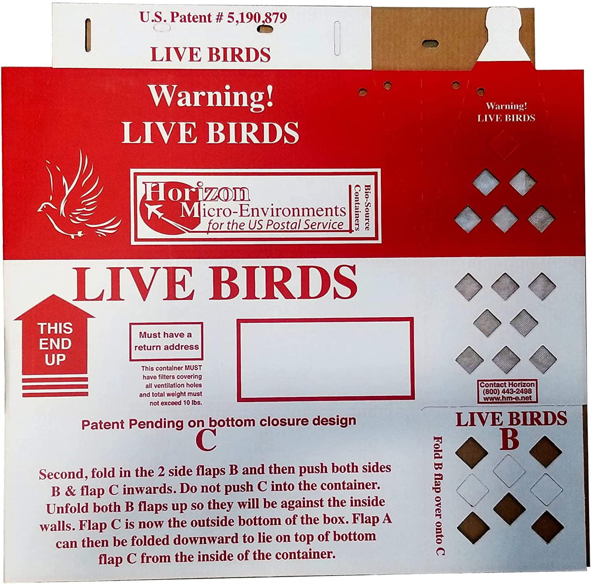 live bird  boxes (10pk) horizon chickens poultry gamefowl