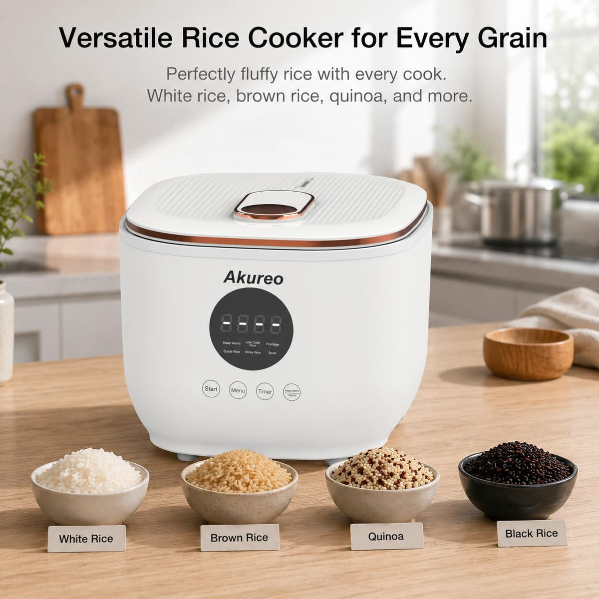 3L Healthy Low Carb Rice Cooker, Low Sugar Digital Steamer,Porridge,Soup, Rice,White Rice, Steel Filter Basket，5 CooFunctions,24H Timer & Auto Keep Warm