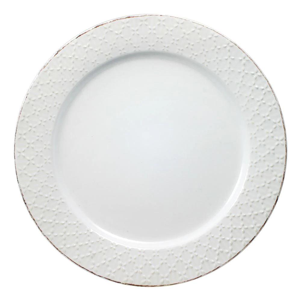 French Lace Set of 4 White Dinner Plates