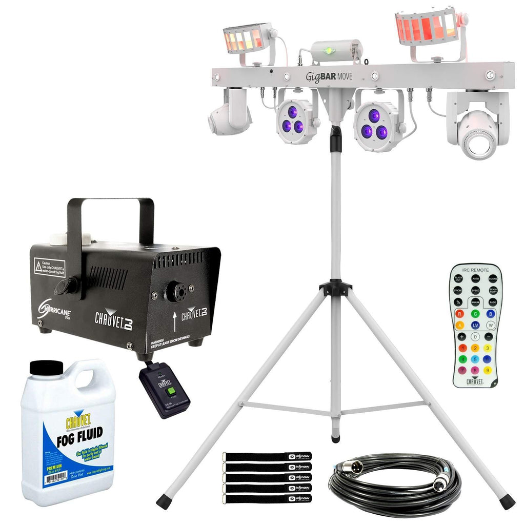 Chauvet DJ GigBar Move White 5-in-1 Ultimate Effect Light System with Hurricane 700 Fog Machine Package