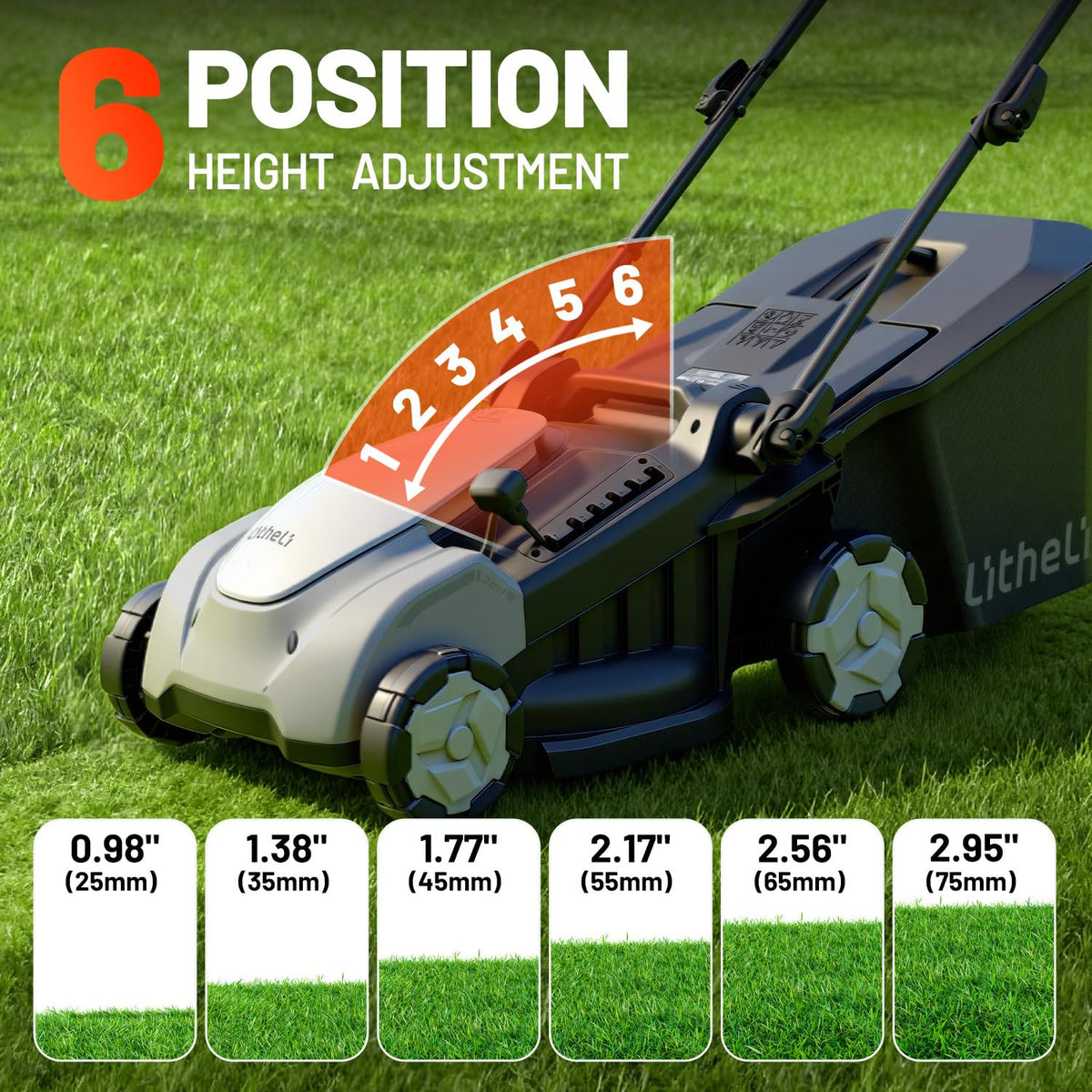 40V (2×20V) Push Mower, Electric Lawn Mower Cordless 16″, Brushless Motor, 6-Height Adjust, 50L Grass Collector, 2×5.0Ah Batteries &amp; Charger
