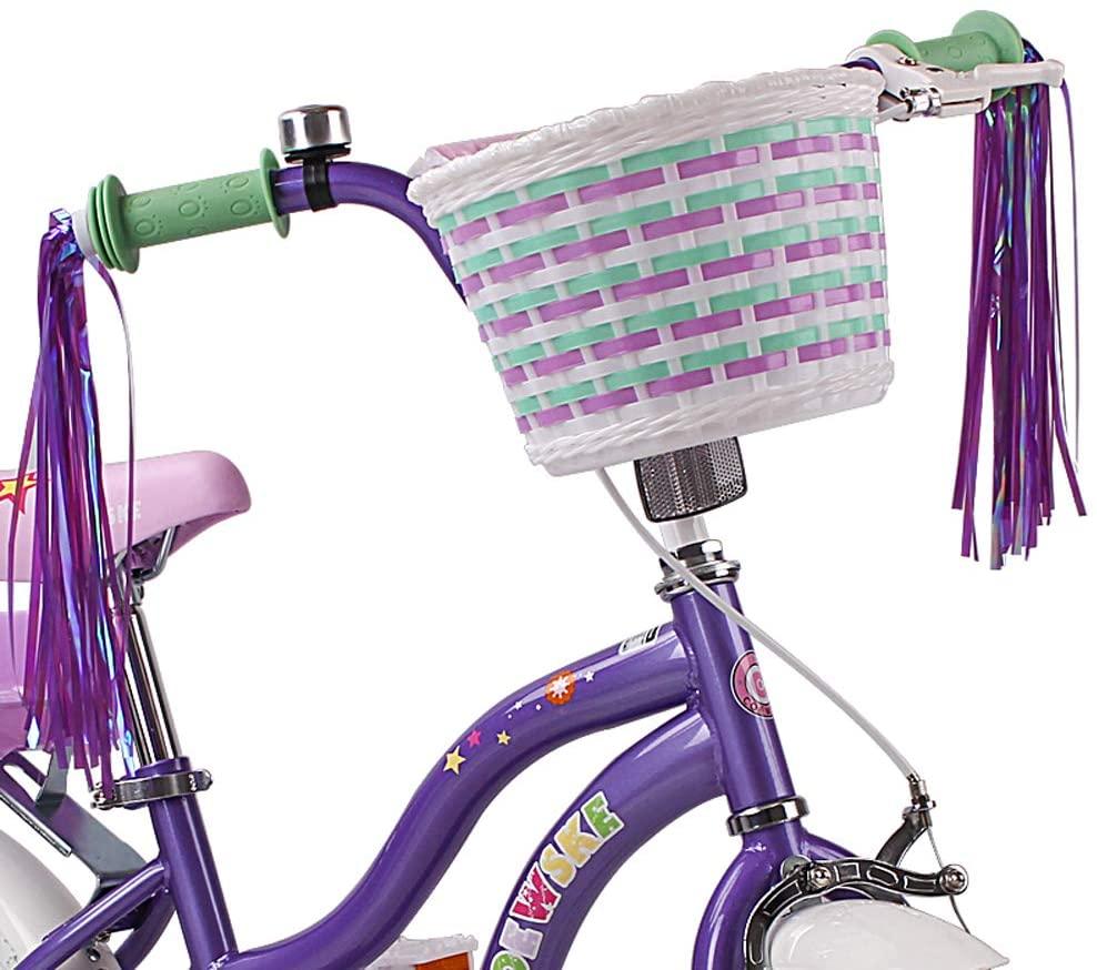 FOUJOY Kids Bike Princess Style 12-14-16 Inch for 2-8 Years Old Girls Children's Bicycle with Flower Basket and Training Wheels