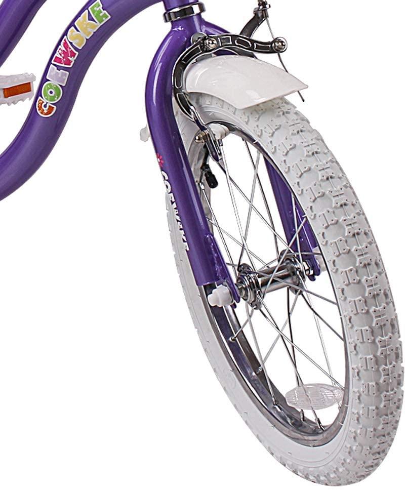 FOUJOY Kids Bike Princess Style 12-14-16 Inch for 2-8 Years Old Girls Children's Bicycle with Flower Basket and Training Wheels