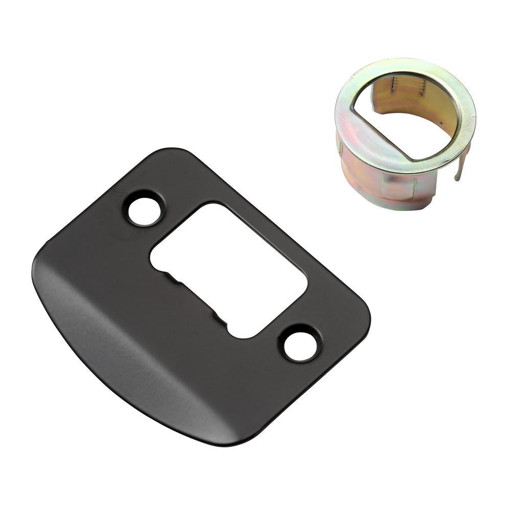 Highland Matte Black Bed and Bath Door Lever with Round Rose