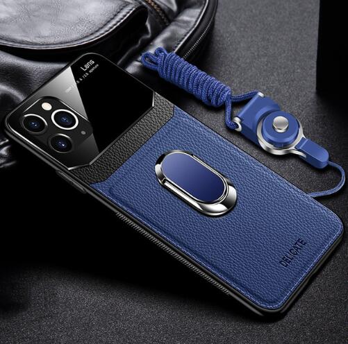 Leather+hard PC With Stand Ring Case For iPhone