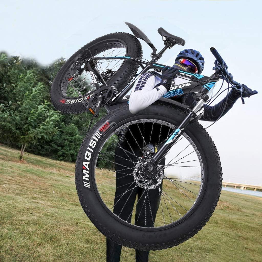 26'' Fat Tire Mountain Bike with 4.0 Tires, 21-Speed Gear Bicycle with High-Purity Aluminum Frame Mountain Bike Double Suspension, Tolan Disc Brake/MTB Break Lever Bike for Outdoor Cycling