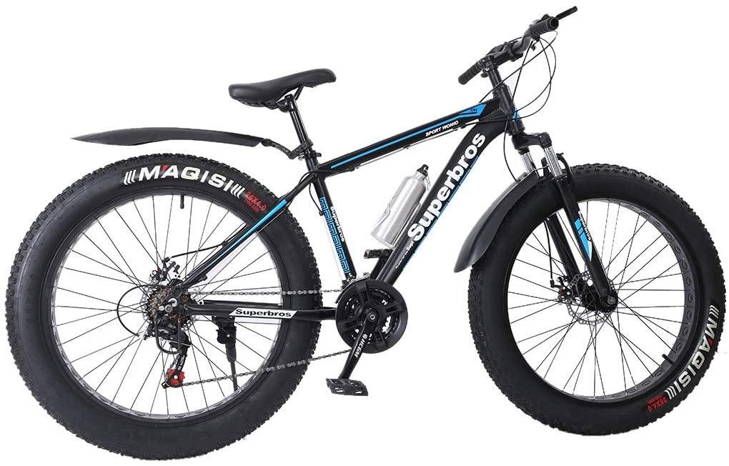 Fat Tire Mens Mountain Bike,17-Inch/Medium High-Tensile Aluminum Frame, 21-Speed, 26-inch Wheels,4.0 Fat tire MTB Mountain Bike for Mens,Outdoor Bicycle Aluminum Frame, up to 440lbs