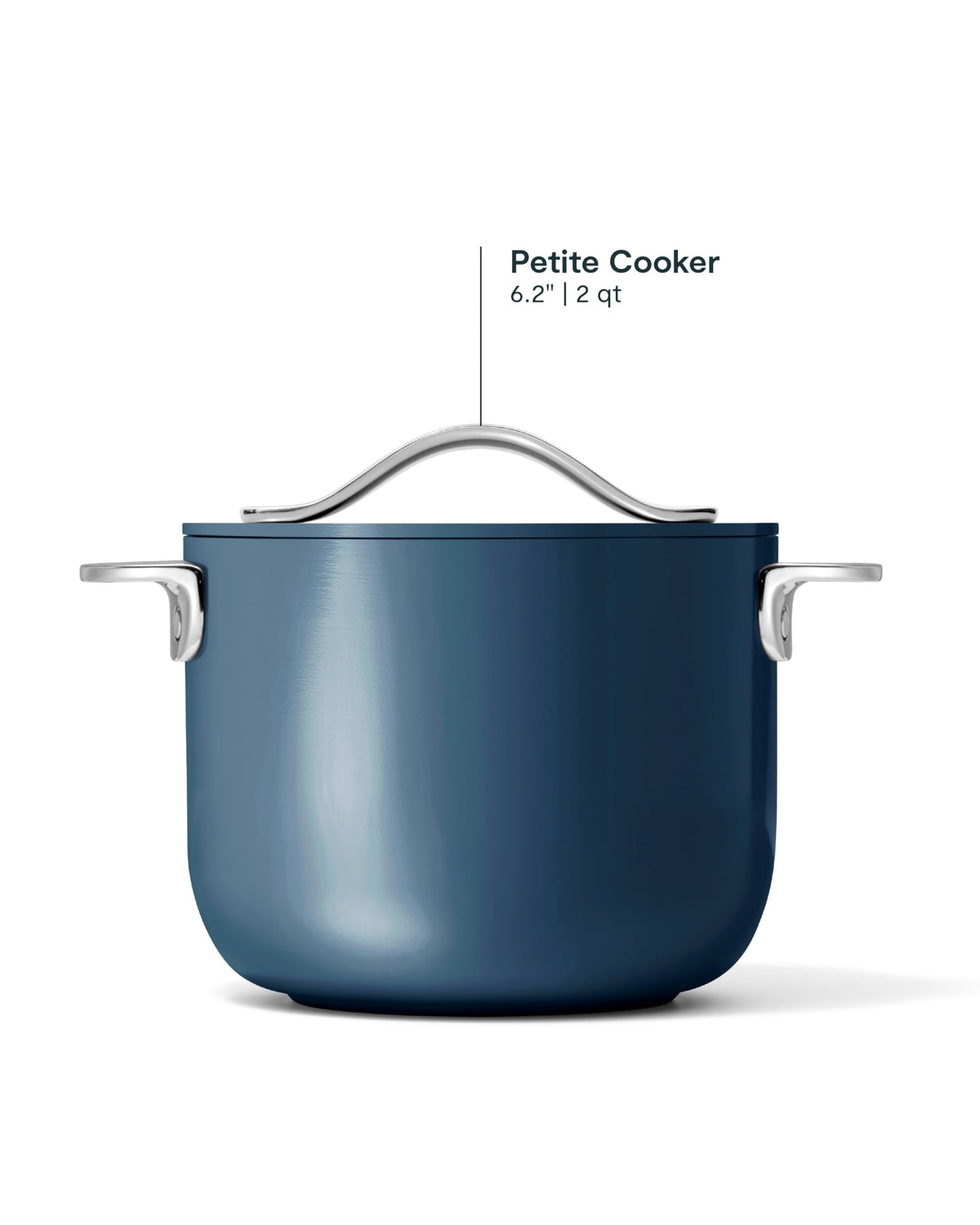 Petite Cooker - 2 Qt Ceramic Coated Pot - From Forever Chemicals - Perfect for Rice, Grains, or Sauces - Navy